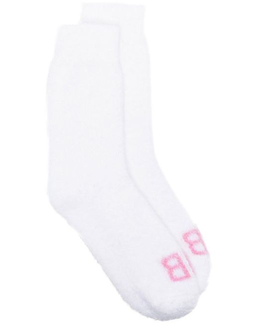 Balenciaga B-logo Mid-calf Socks in White | Lyst