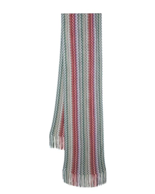 Bufanda tejida en zigzag Missoni de color White
