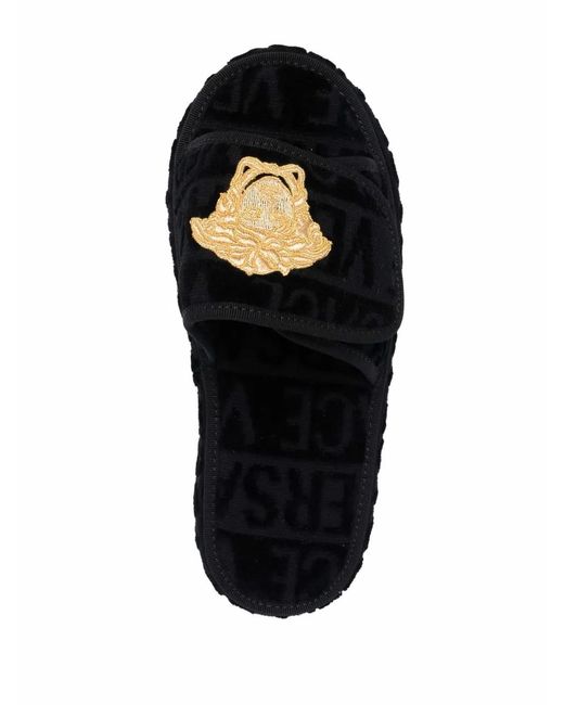 Versace Black Allover Slippers