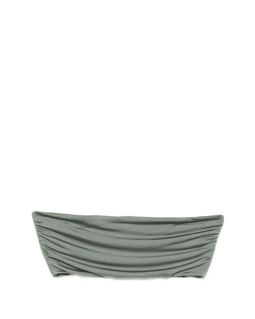 MOUTAKI Gray Ruched Bikini Top