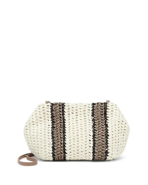 Brunello Cucinelli White Striped Shoulder Bag for men