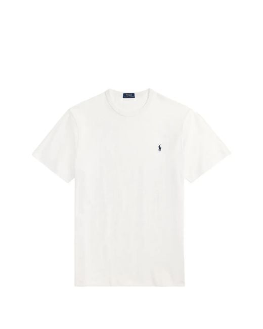 Polo Ralph Lauren White Embroidered-Logo T-Shirt for men