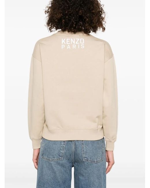 KENZO Natural Happy Tiger-Embroidered Sweatshirt