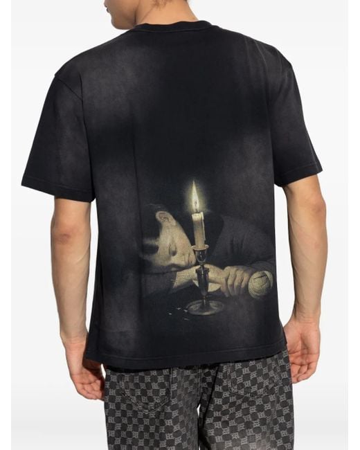Camiseta de algodón M I S B H V de hombre de color Black