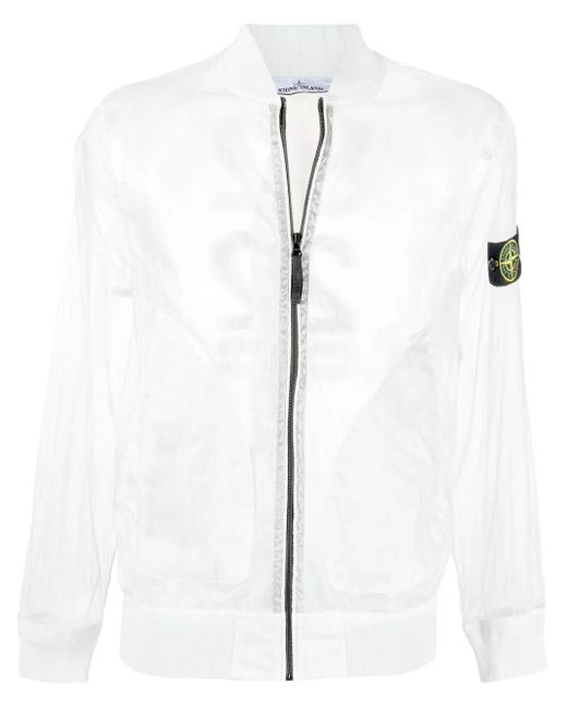 Stone Island White Lightweight Sheer Bomber Jacket for men