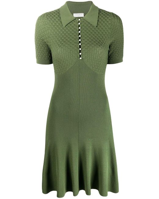 Sandro Green Knitted Polo Dress