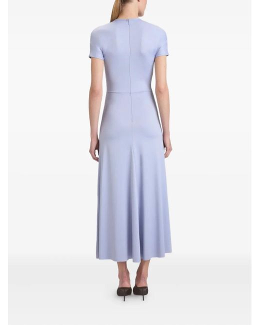 Victoria Beckham Blue Gathered Waist Midi Dress