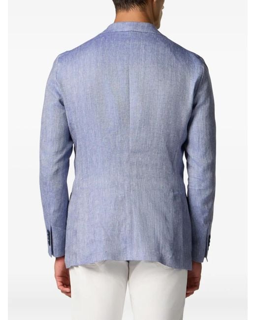 Brooks Brothers Blue Herringbone Linen Blazer for men