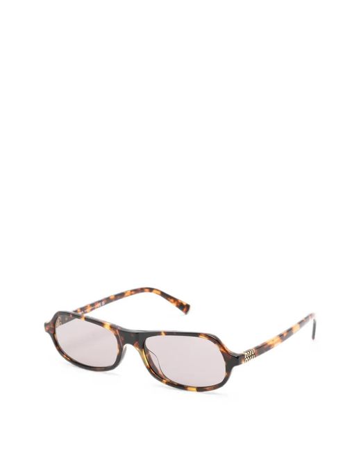 Miu Miu Brown Tortoiseshell-Effect Rectangle-Frame Sunglasses