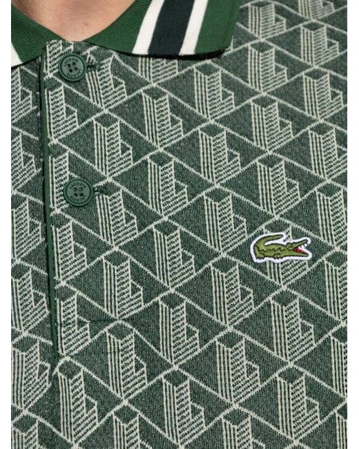 Lacoste Green Monogram-Jacquard Polo Shirt for men