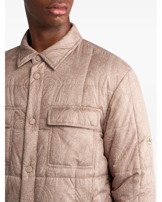 Etro Brown Quilted Shirt Jacket for men