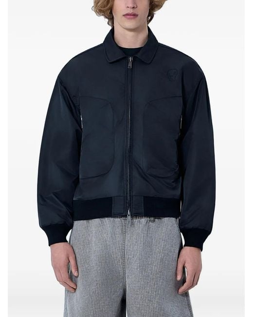 Brain Dead Blue Zip-Front Collared Jacket for men