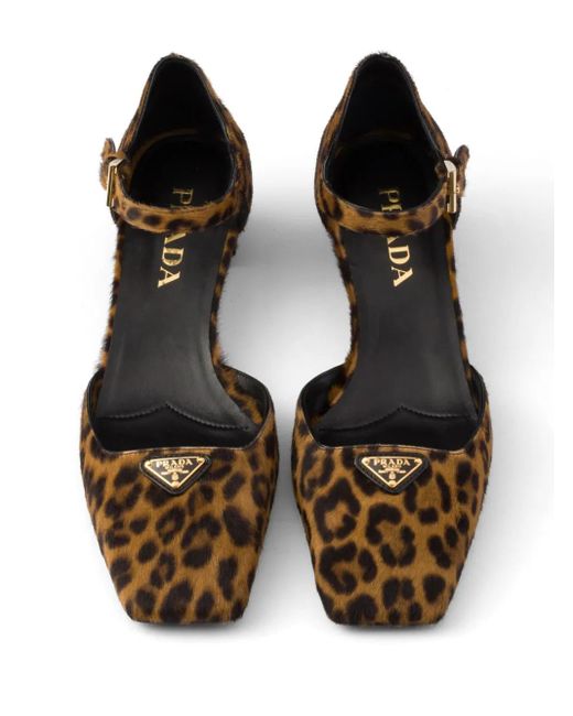 Prada Brown 35Mm Leopard-Print Pumps
