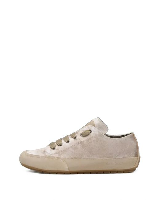 Candice Cooper White Twist Velvet-Effect Panelled Sneakers