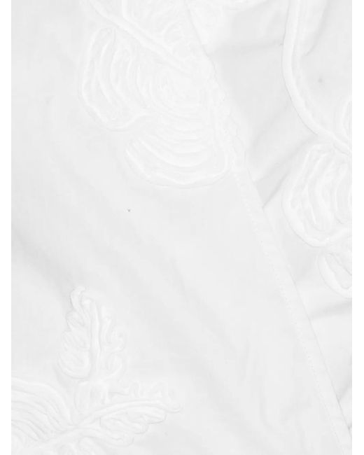 ROTATE BIRGER CHRISTENSEN White Gewickeltes Hemd mit Rosenstickerei