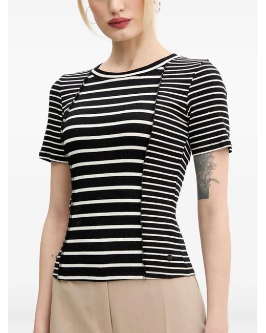 Desigual Black Striped Short-Sleeved T-Shirt