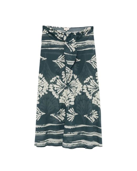 Diega Green Floral-Print Tie-Waist Midi Skirt