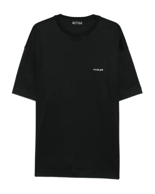 Camiseta de algodón con logo Mugler de hombre de color Black