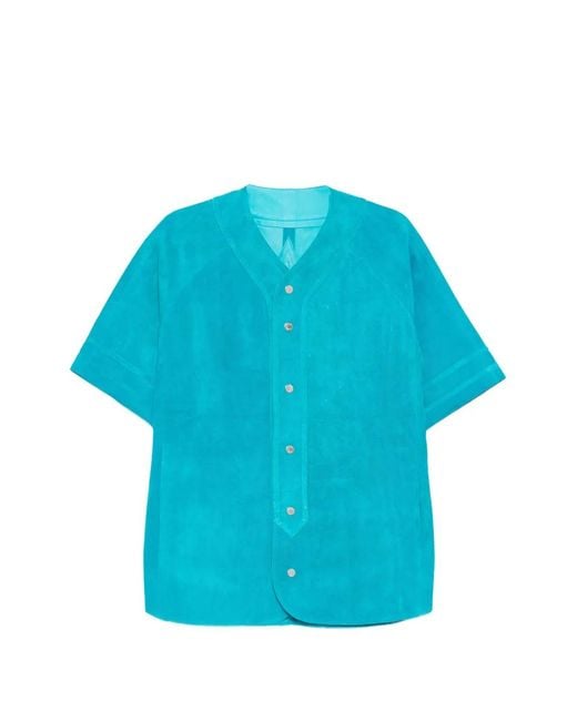 A LEATHER Blue Chemise Imprimé for men