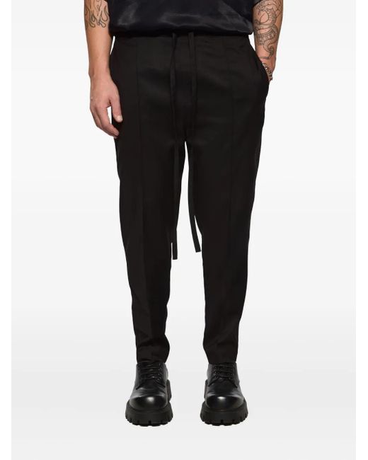 Hamza Black Drawstring Panelled Trousers for men