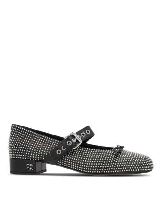 Miu Miu Black 25Mm Buckled Ballerina Shoes