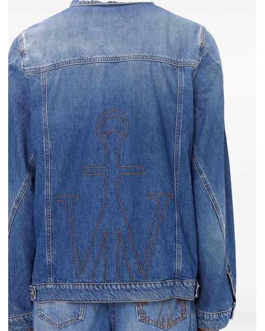 J.W. Anderson Blue Anchor-Logo Deconstructed Denim Jacket