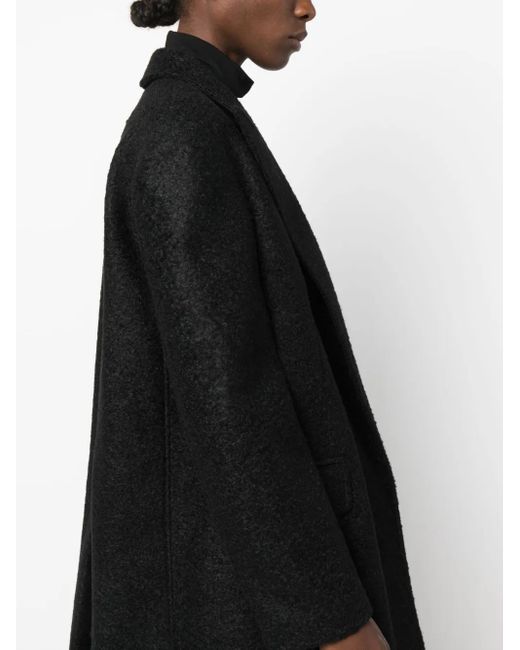 Blanca Vita Black Felted Single-Breasted Long Coat