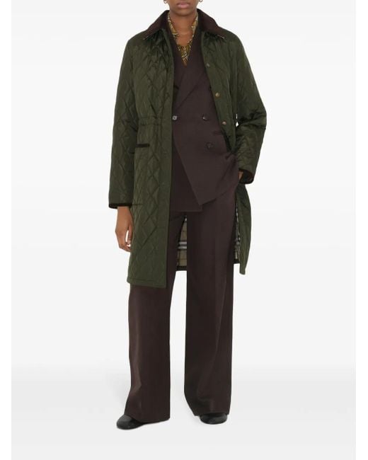 Burberry Green Quilted Car Coat