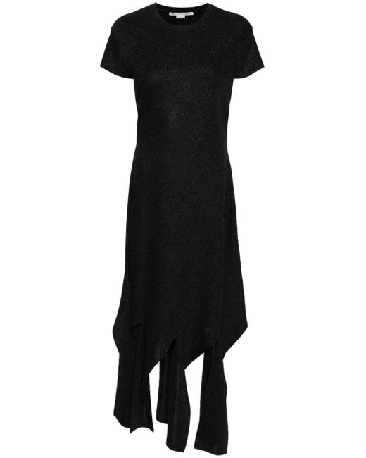 Stella McCartney Black Geripptes Lurex-Kleid