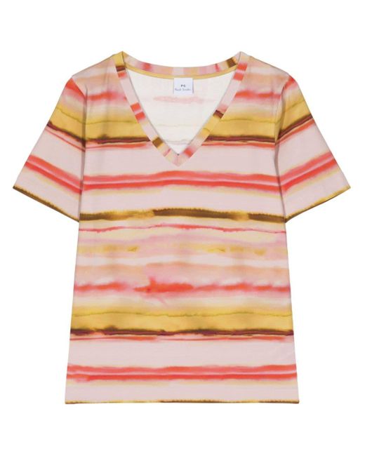 PS by Paul Smith Pink Gestreiftes T-Shirt
