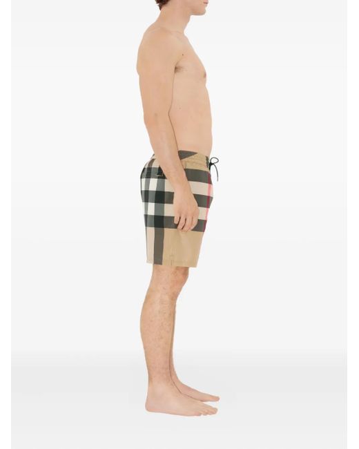 Burberry Natural Checked Swim Shorts for men