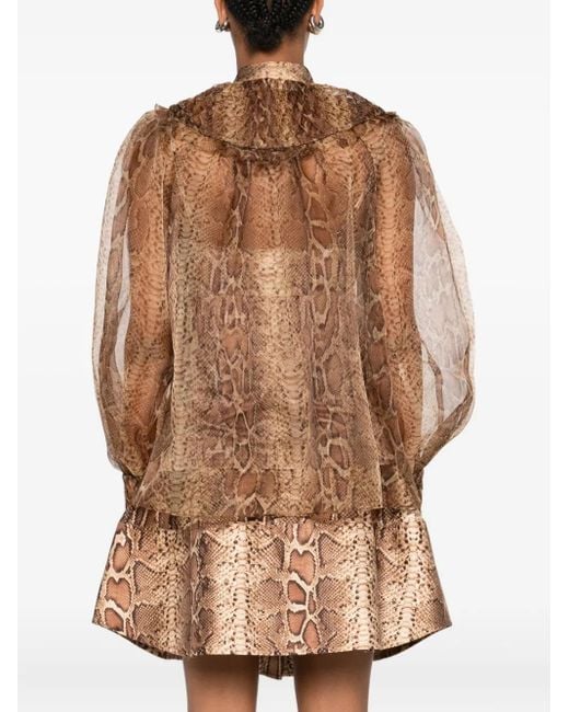 Zimmermann Brown Printed Silk Shirt