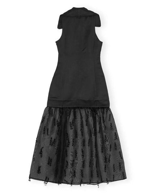 Ganni Black Midikleid Im Layering-Look