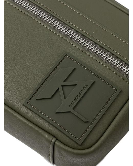Karl Lagerfeld Green Logo-Patch Shoulder Bag for men
