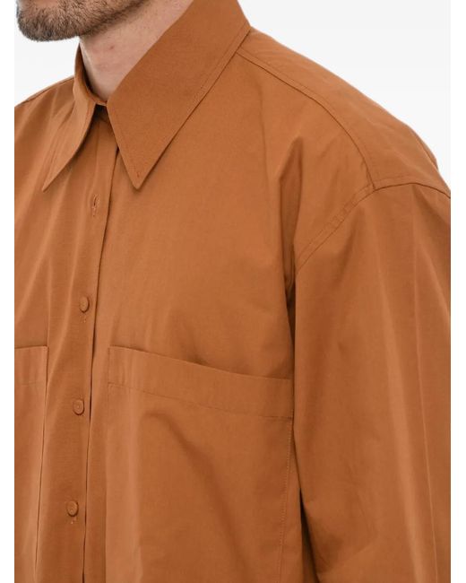 Ramael Brown Italian-Collar Cotton Shirt for men