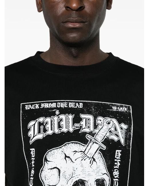 LỰU ĐẠN Black Skull-Print T-Shirt for men