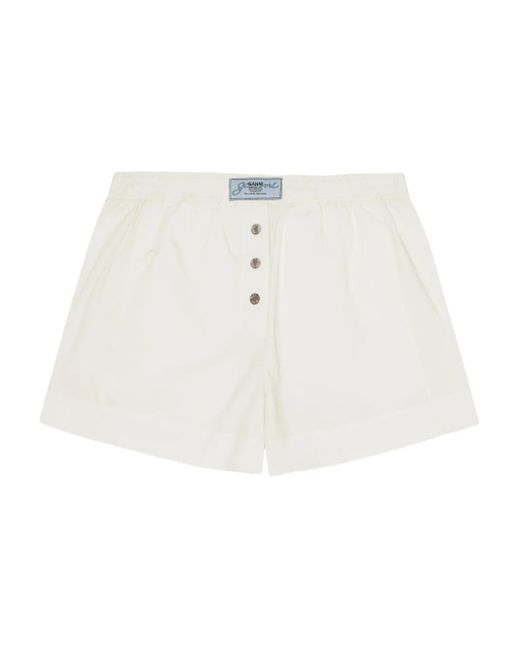 Bermudas Con Parche Del Logo Ganni de color White