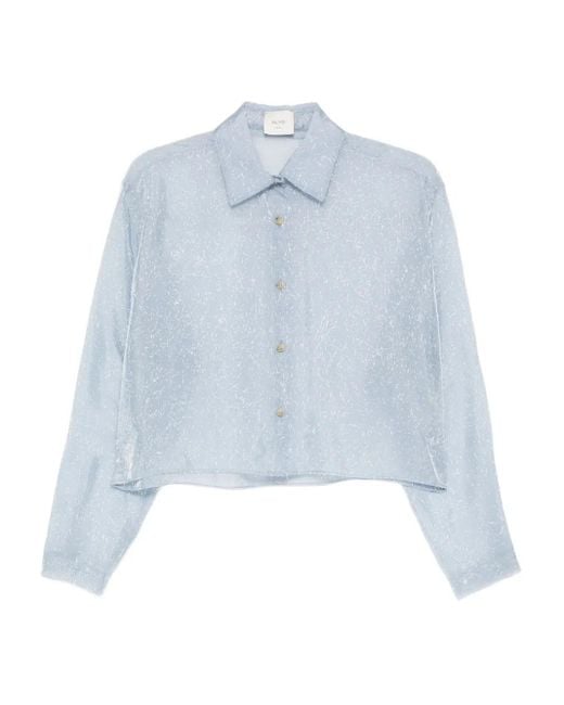 Alysi Blue Speckled Cropped Shirt