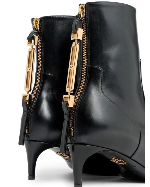 DSquared² Black Metal-Bar Heeled Ankle Boots