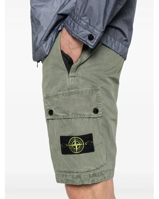メンズ Stone Island コンパスバッジ ショートパンツ Green