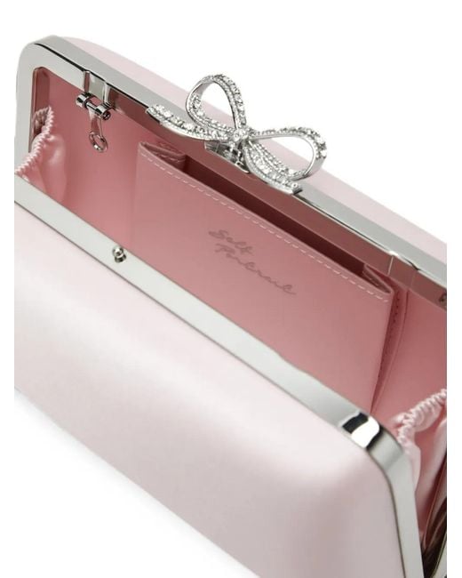 Self-Portrait Pink Satin Clutch Bag