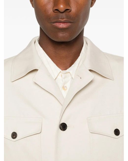 Corneliani White Buttoned Shirt Jacket for men