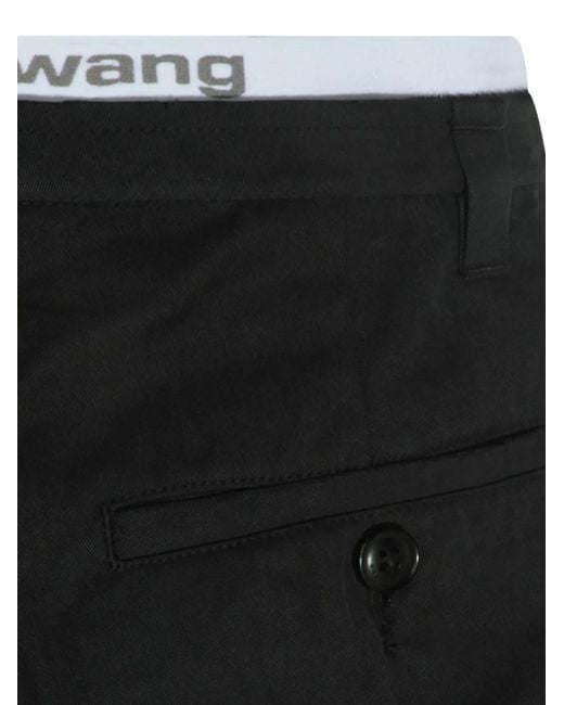 Alexander Wang Black Logo-Waistband Pleated Shorts