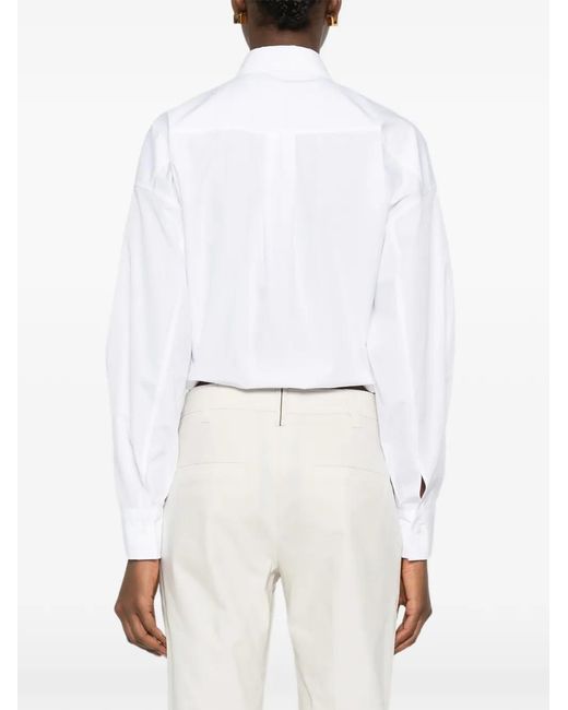 Brunello Cucinelli White Pocket Drawstring Shirt