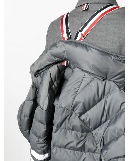 Thom Browne Gray 4-Bar Stripe-Intarsia Funnel-Neck Ski Jacket