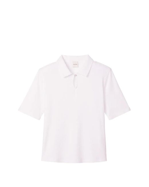 Calvin Klein Geribbeld Poloshirt in het White