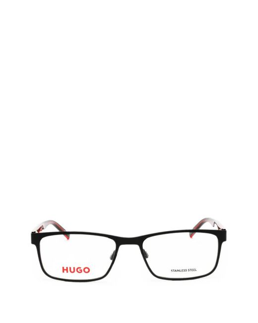 HUGO Black Rectangle-Frame Glasses for men