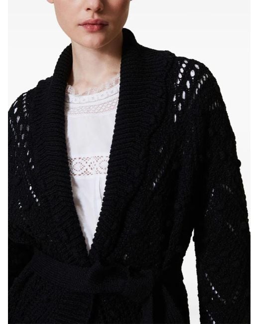 Twinset Black Knitted Cardigan With Belt