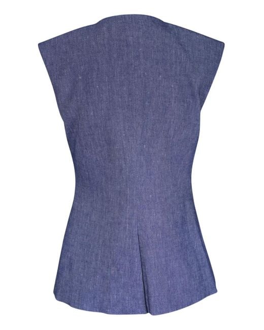 Veronica Beard Blue Button-Down Vest