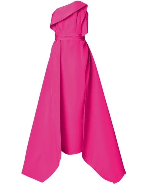 Carolina Herrera Pink Strapless Pleated Column Gown